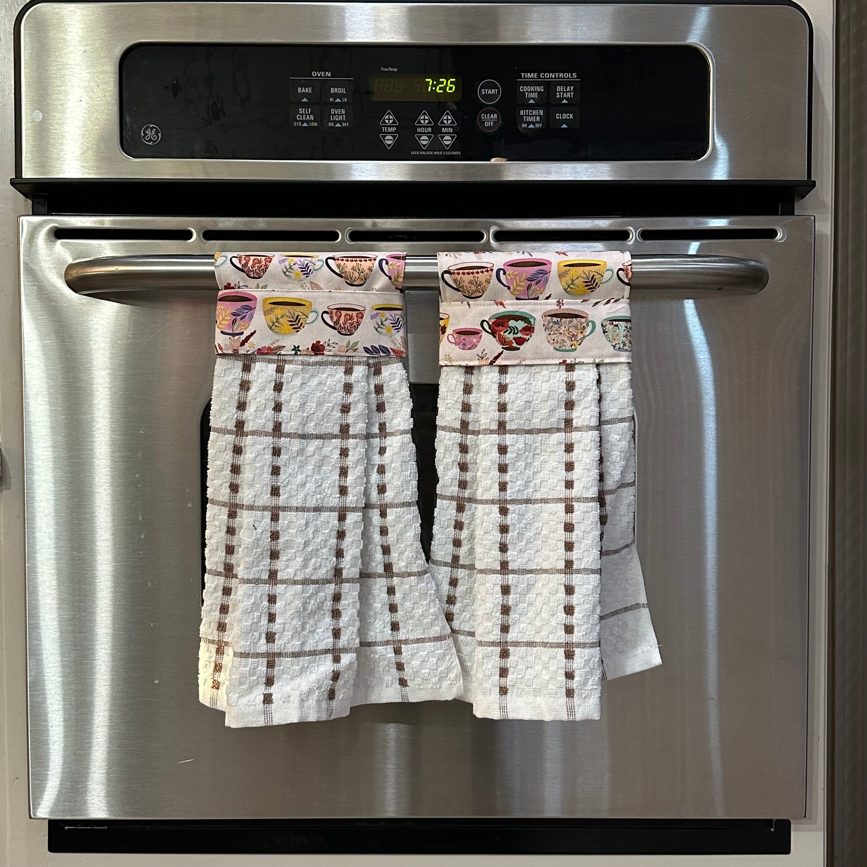 Hanging tea towel - tea cup pattern – Texas Panhandle Made